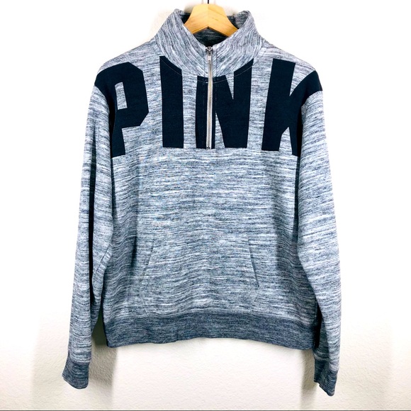 Pink by Victoria Secret Campus Quarter Zip Pullover Sweatshirt XS EUC - Picture 1 of 8